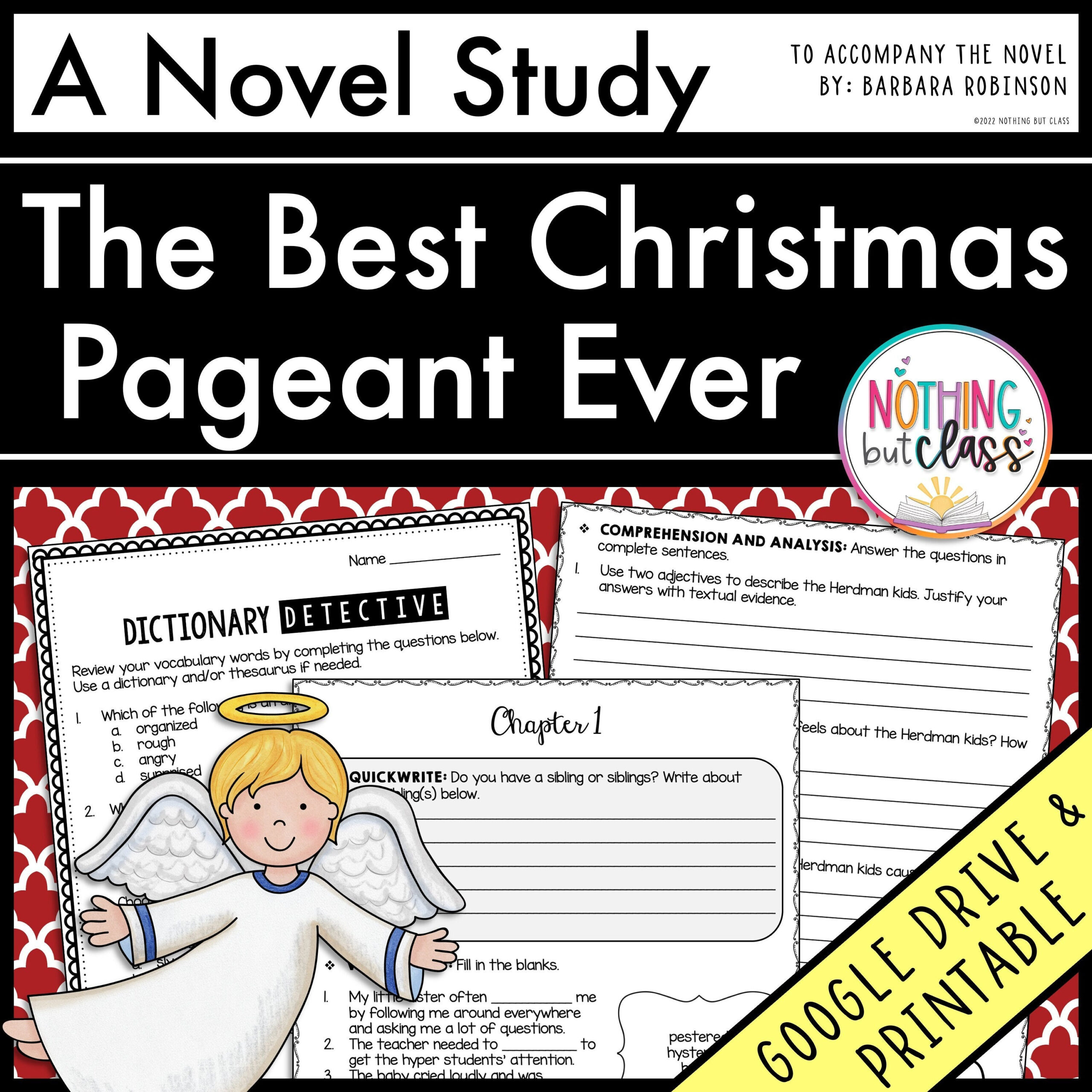 The Best Christmas Pageant Ever Novel Study Unit Literature Guide within Best Christmas Pageant Ever Worksheets