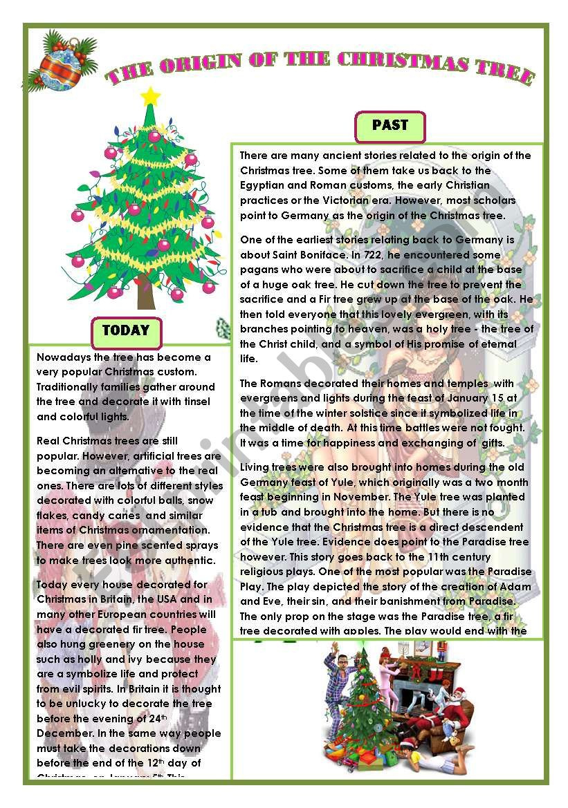 The Origin Of The Christmas Tree - Esl Worksheetanaisvi in History of Christmas Worksheet