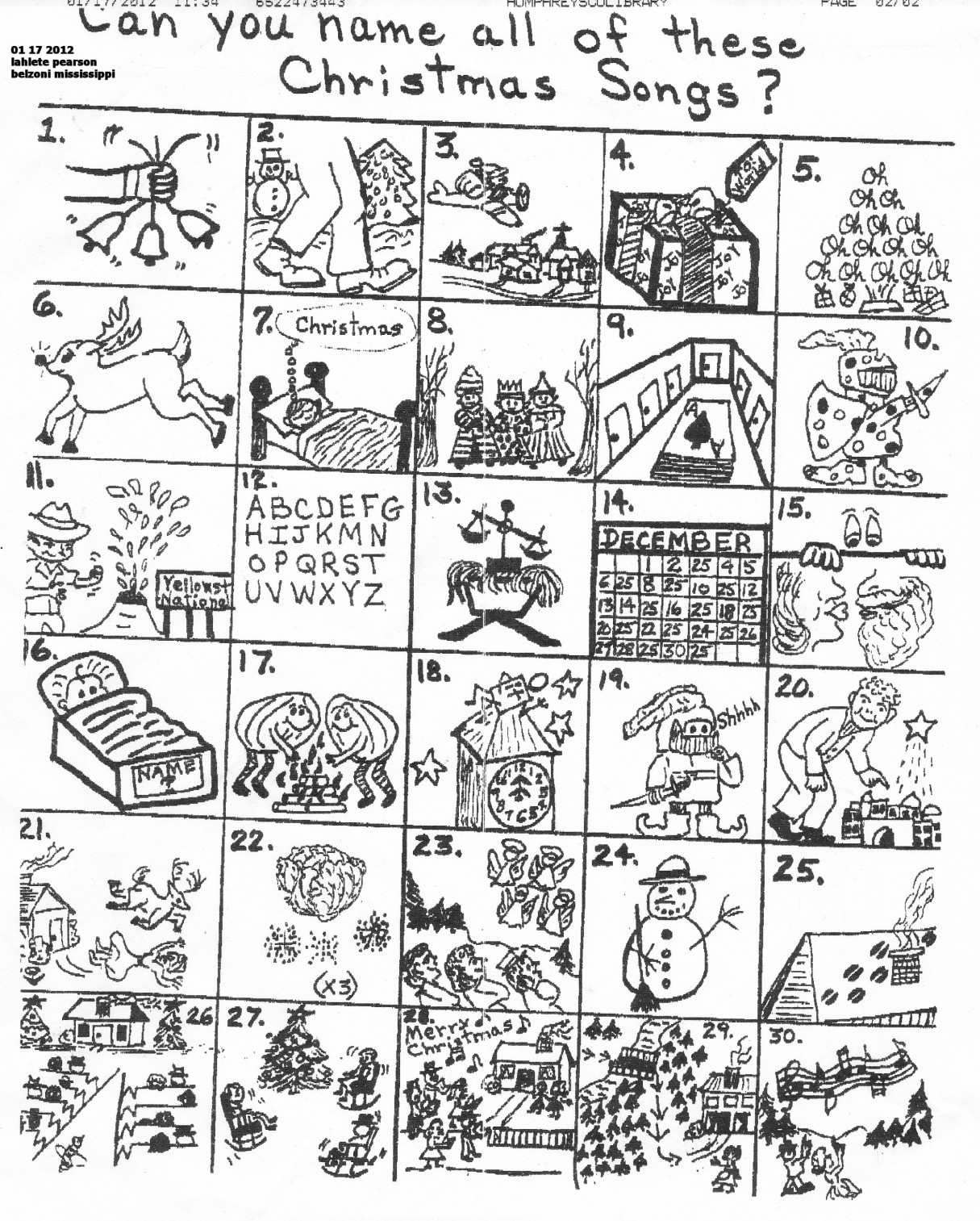 The Original Puzzle for Can You Name The Christmas Song Worksheet