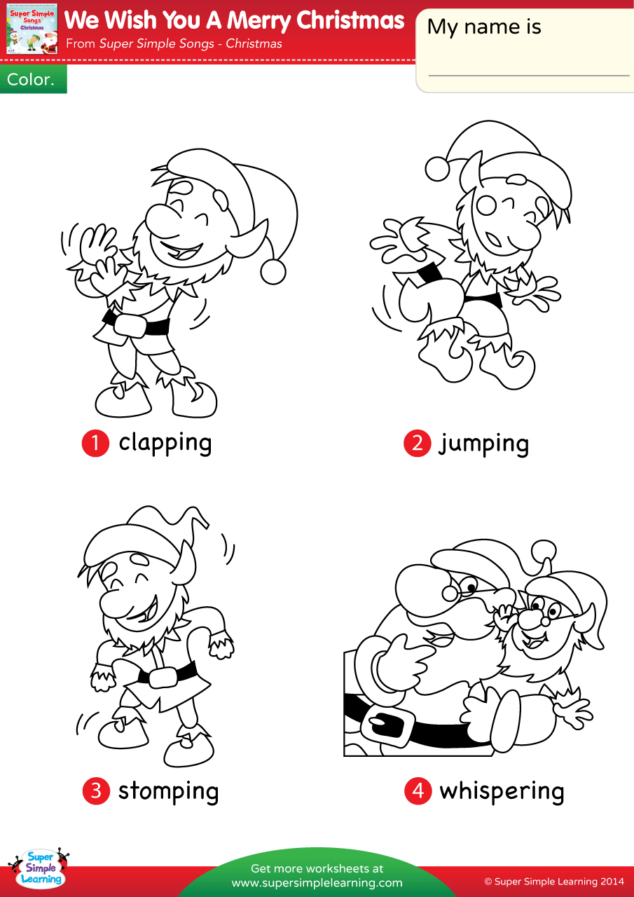 We Wish You A Merry Christmas Worksheet - Vocabulary Coloring throughout Christmas Color Words Worksheet