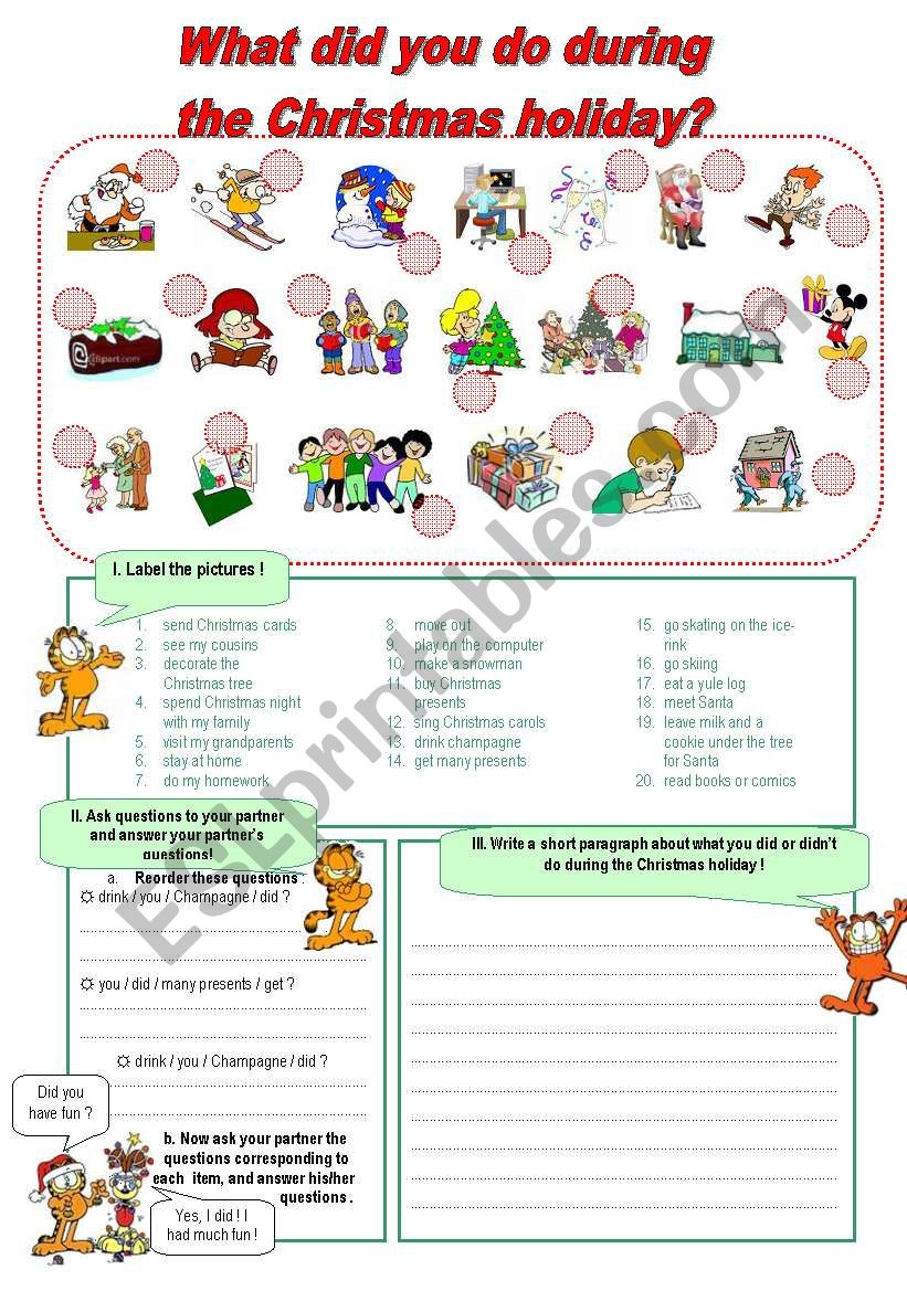 What Did You Do During The Christmas Holiday? - Esl Worksheet in Christmas Holiday Worksheet