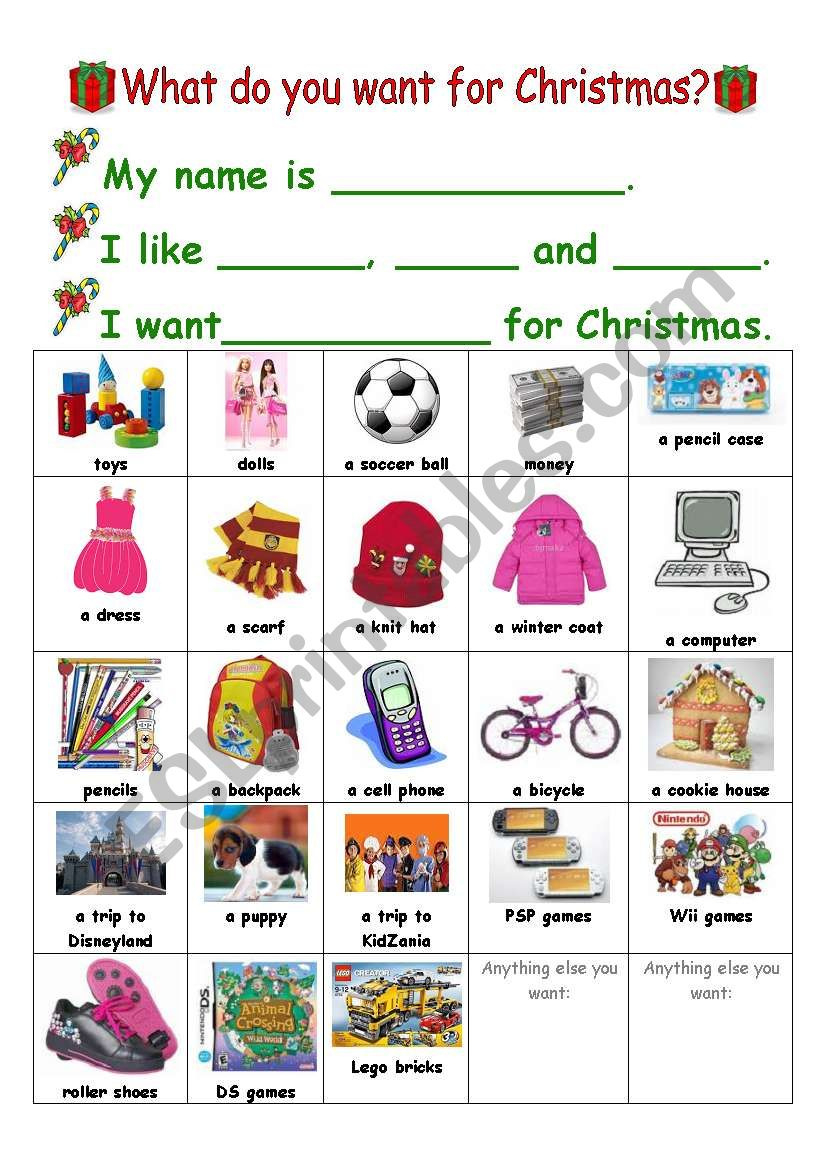 What Do You Want For Christmas? - Esl Worksheetvivienliuwei with regard to What I Want For Christmas Worksheet