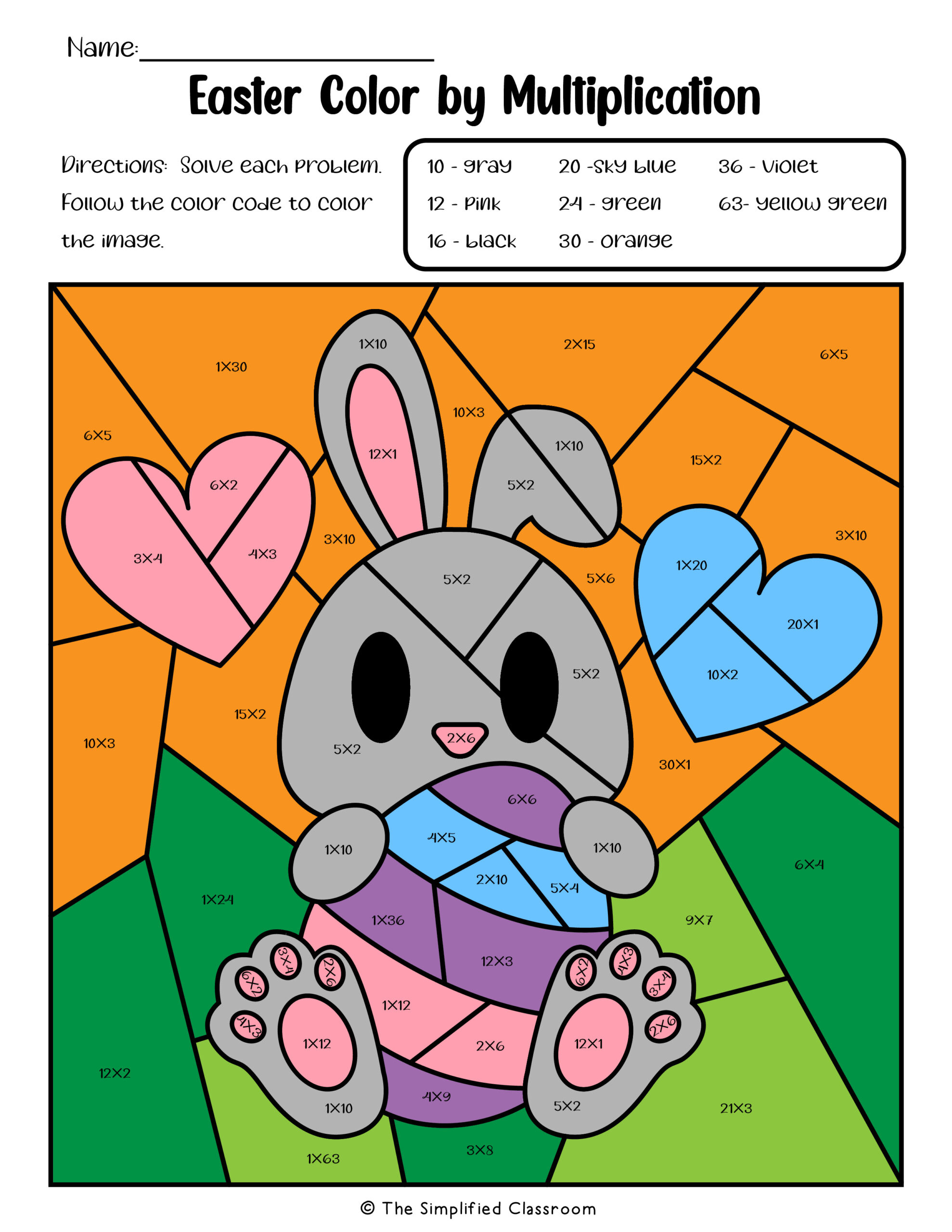 Easter Colorcode Multiplication Worksheets For 2Nd 3Rd with regard to Easter Code Worksheets