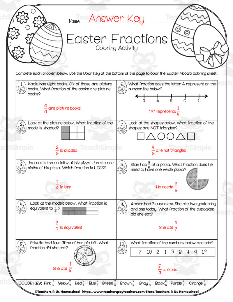 Easter Fractions Coloring Activityteach Simple regarding Easter Fractions Worksheets
