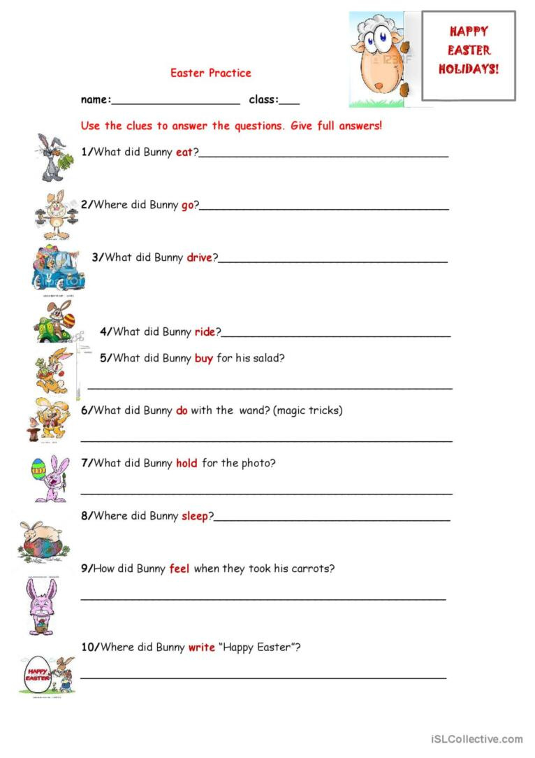 Easter Homework General Gramma…: English Esl Worksheets Pdf &amp;amp; Doc inside Easter Grammar Worksheets