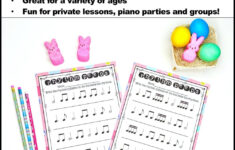 Easter Music Worksheets - Treble &amp; Bass Clef Note Reading, Rhythm in Easter Piano Worksheets