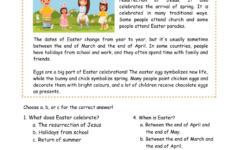 Easter Reading Comprehension Worksheets | Worksheetsgo with regard to Esl Easter Reading Comprehension Worksheets