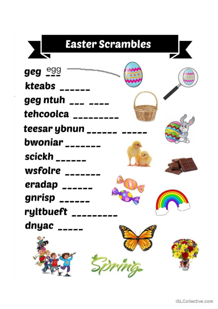Easter Scrambles: English Esl Worksheets Pdf &amp;amp; Doc in Easter Unscramble Worksheets