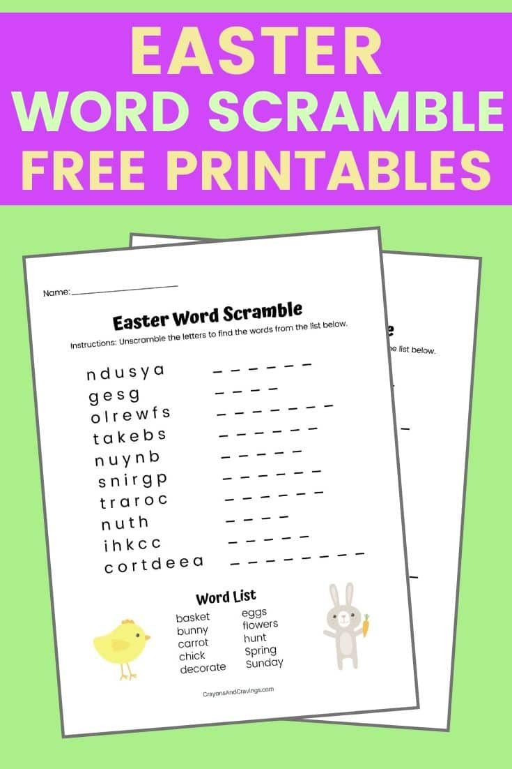 Easter Word Scramble Free Printable With Answer Key within Easter Unscramble Worksheets