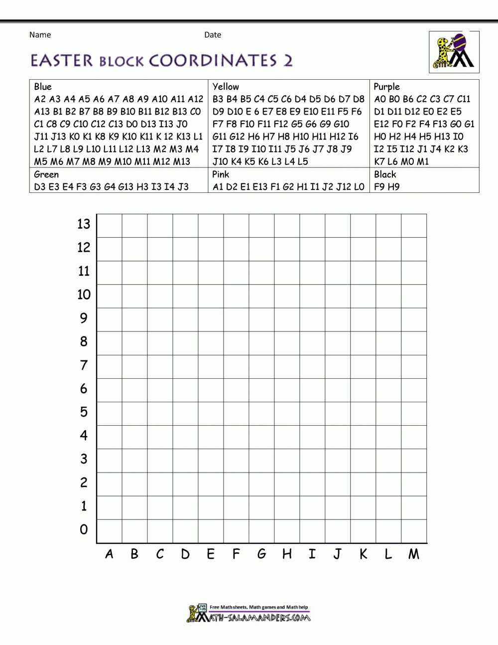Easter Worksheets For Kids in Free Easter Coordinate Graphing Worksheets