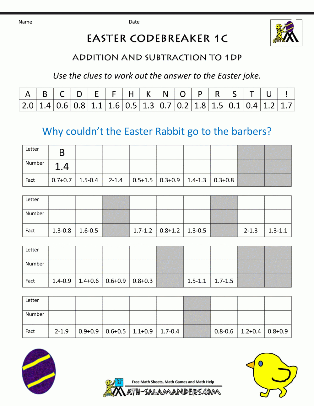 Easter Worksheets For Kids within Easter Addition And Subtraction Worksheets