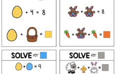 Free Easter Math Sheets for Easter Addition Worksheets For Kindergarten