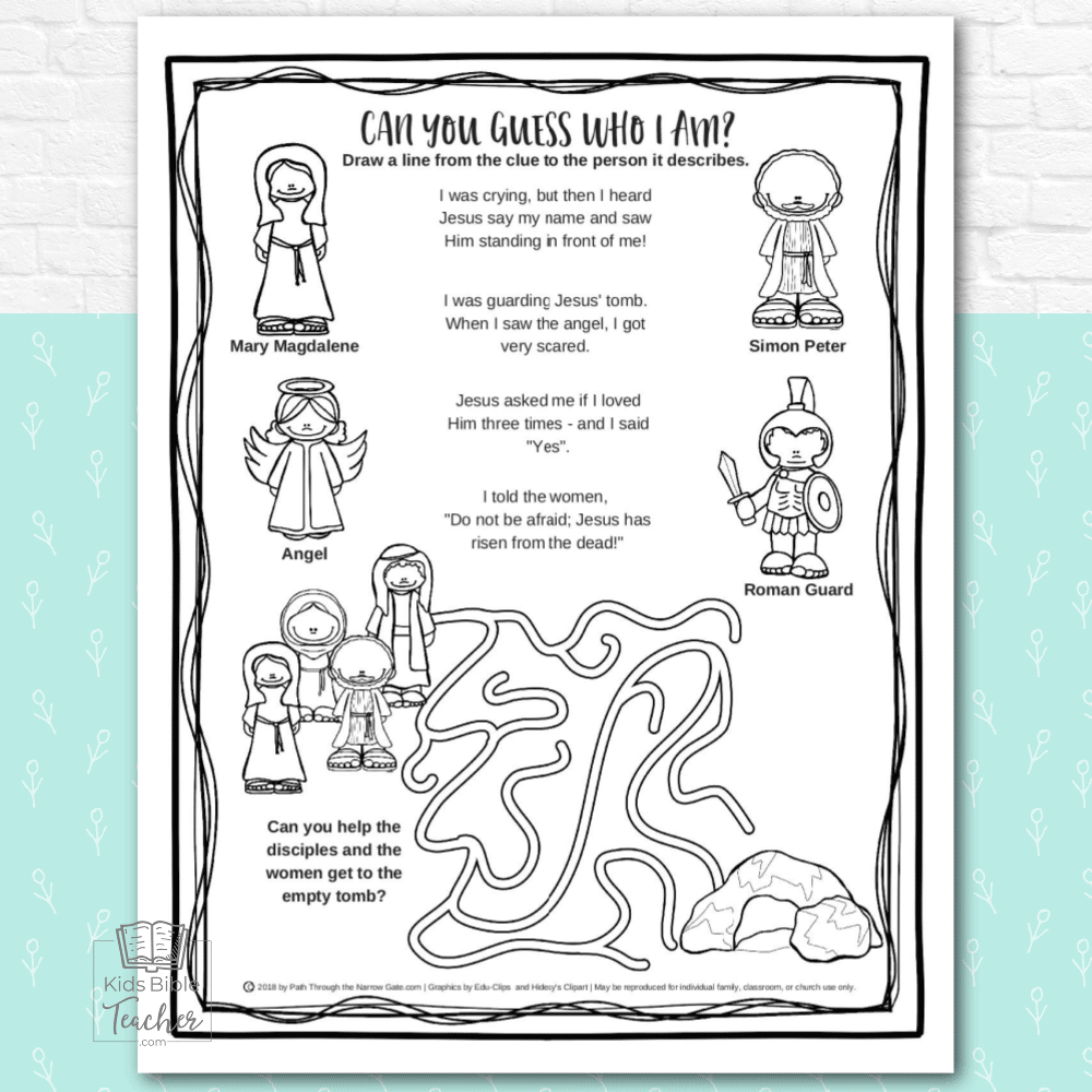 Jesus&amp;#039; Resurrection Easter Activity Pages - Kids Bible Teacher regarding Easter Activity Worksheets