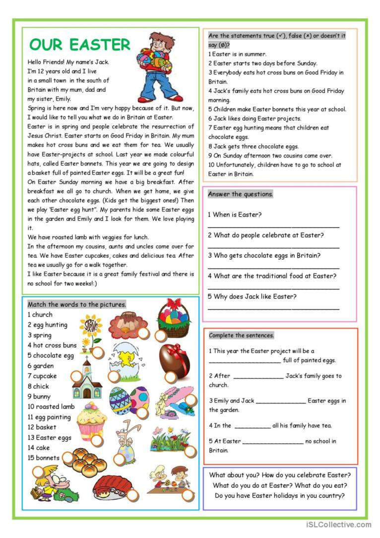 Our Easter Reading For Detail (Dee…: English Esl Worksheets Pdf &amp;amp; Doc in Easter Esl Worksheets