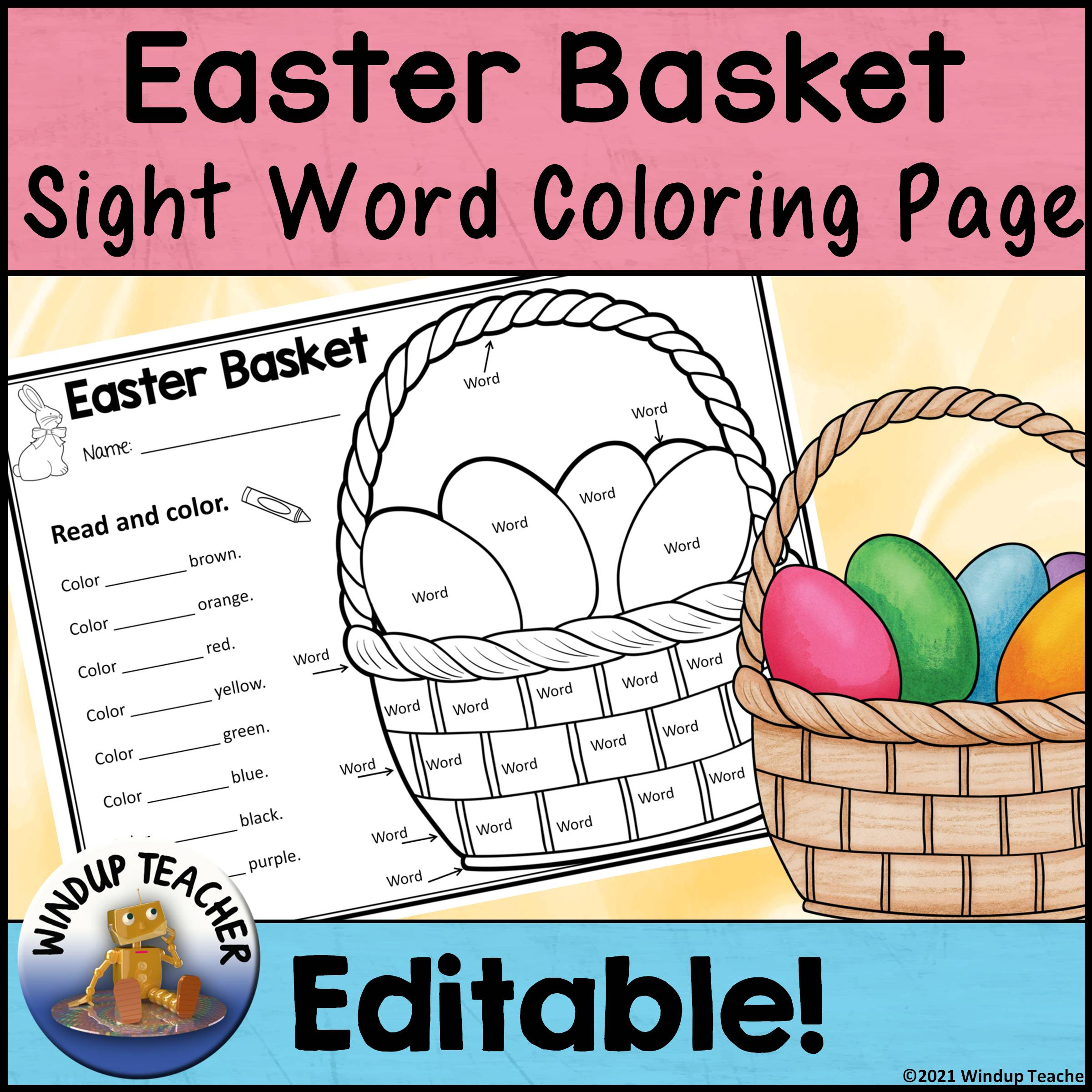 Spring Sight Word Activity - Easter Basket Color The Word intended for Easter Sight Word Worksheets