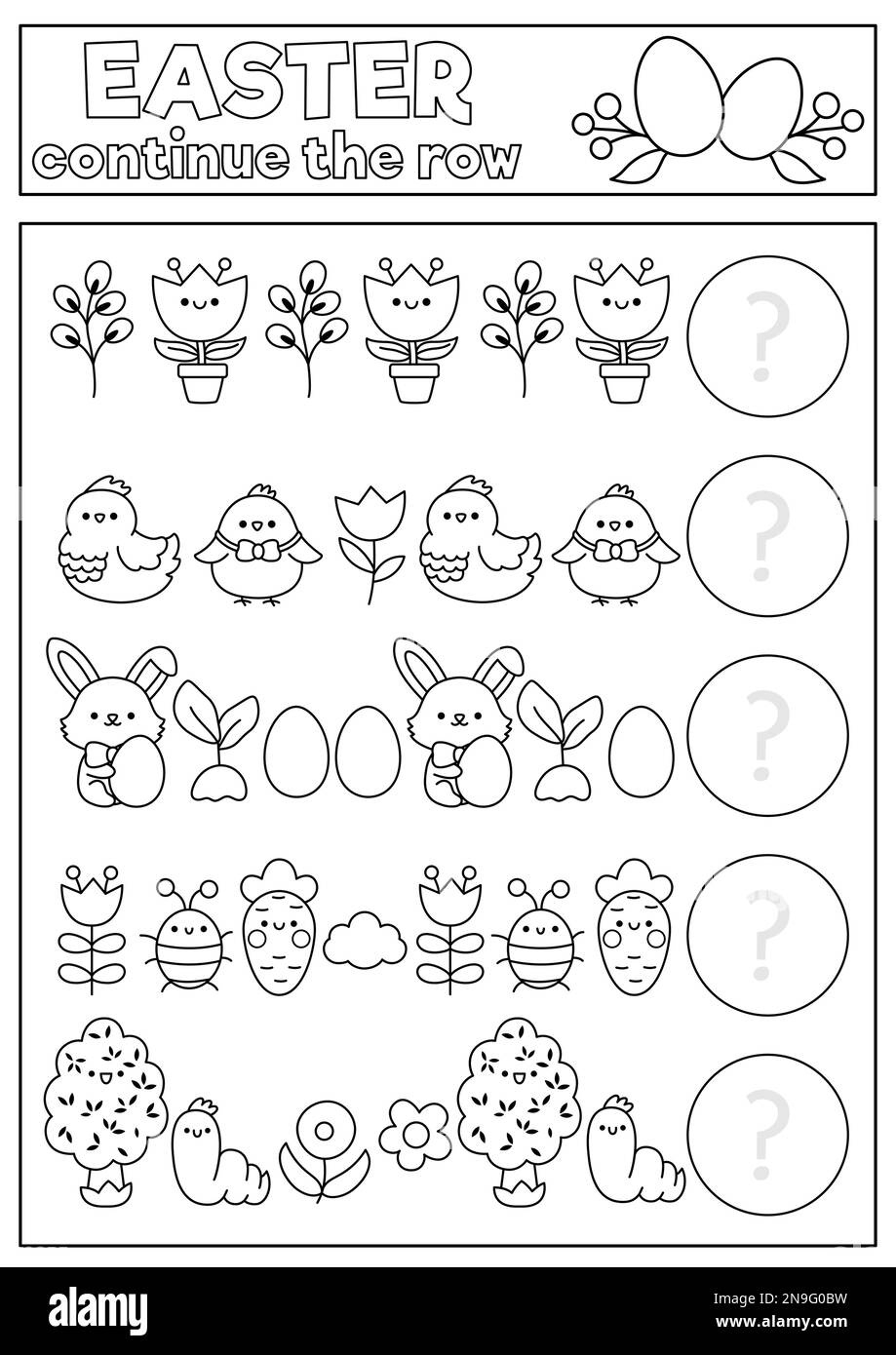 What Comes Next. Easter Black And White Matching Activity For pertaining to Symbols Of Easter Worksheets