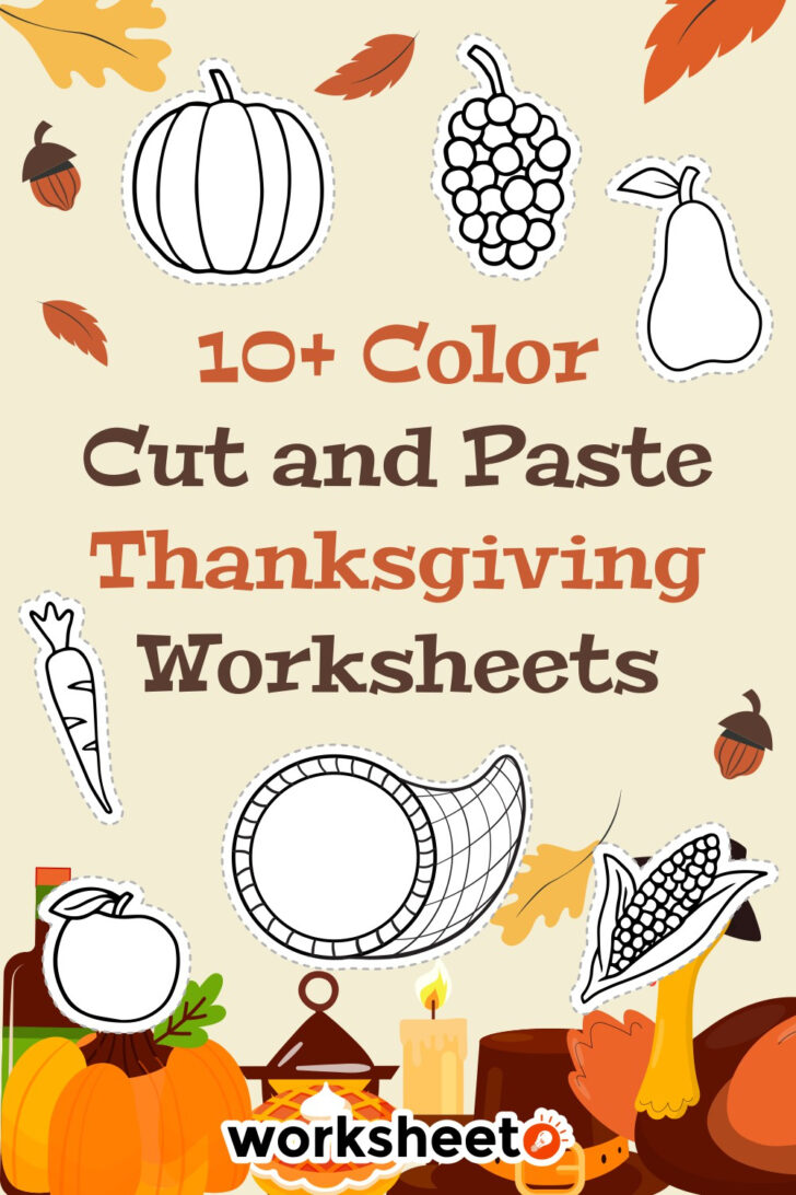 Color Cut and Paste Thanksgiving Worksheets Color Cut and Paste Thanksgiving Worksheets