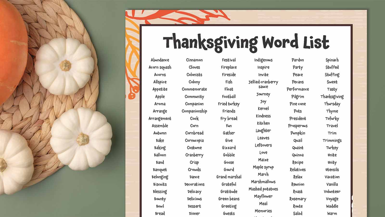 180+ Thanksgiving Words List (Free Printable!) pertaining to Thanksgiving Words Worksheet