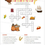 1St Grade Thanksgiving Crossword Puzzle With Word Bank And Answer With Thanksgiving Crossword Puzzle Worksheet Answer Key