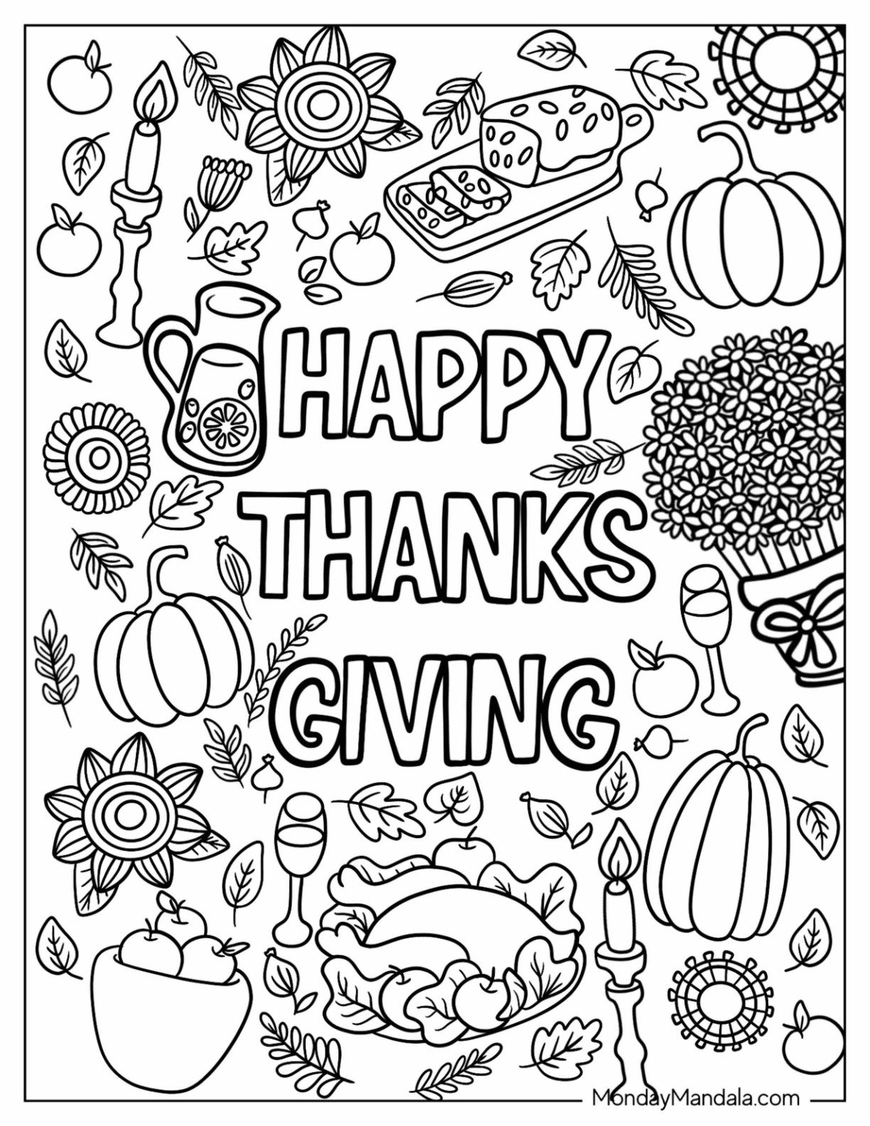 67 Thanksgiving Coloring Pages (Free Pdf Printables) regarding Happy Thanksgiving Worksheet