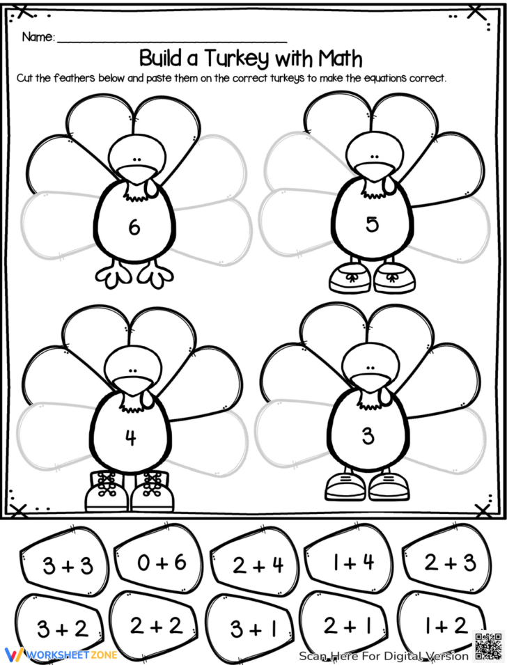 Thanksgiving Math Addition Worksheets