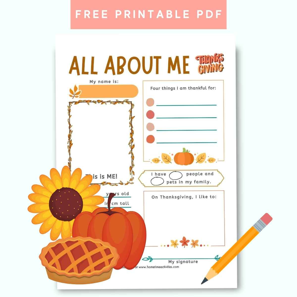 All About Me - Thanksgiving Printable Worksheet intended for Thanksgiving Elementary Worksheets