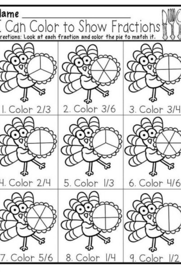 Basic Fraction Worksheets throughout Thanksgiving Fraction Math Worksheets