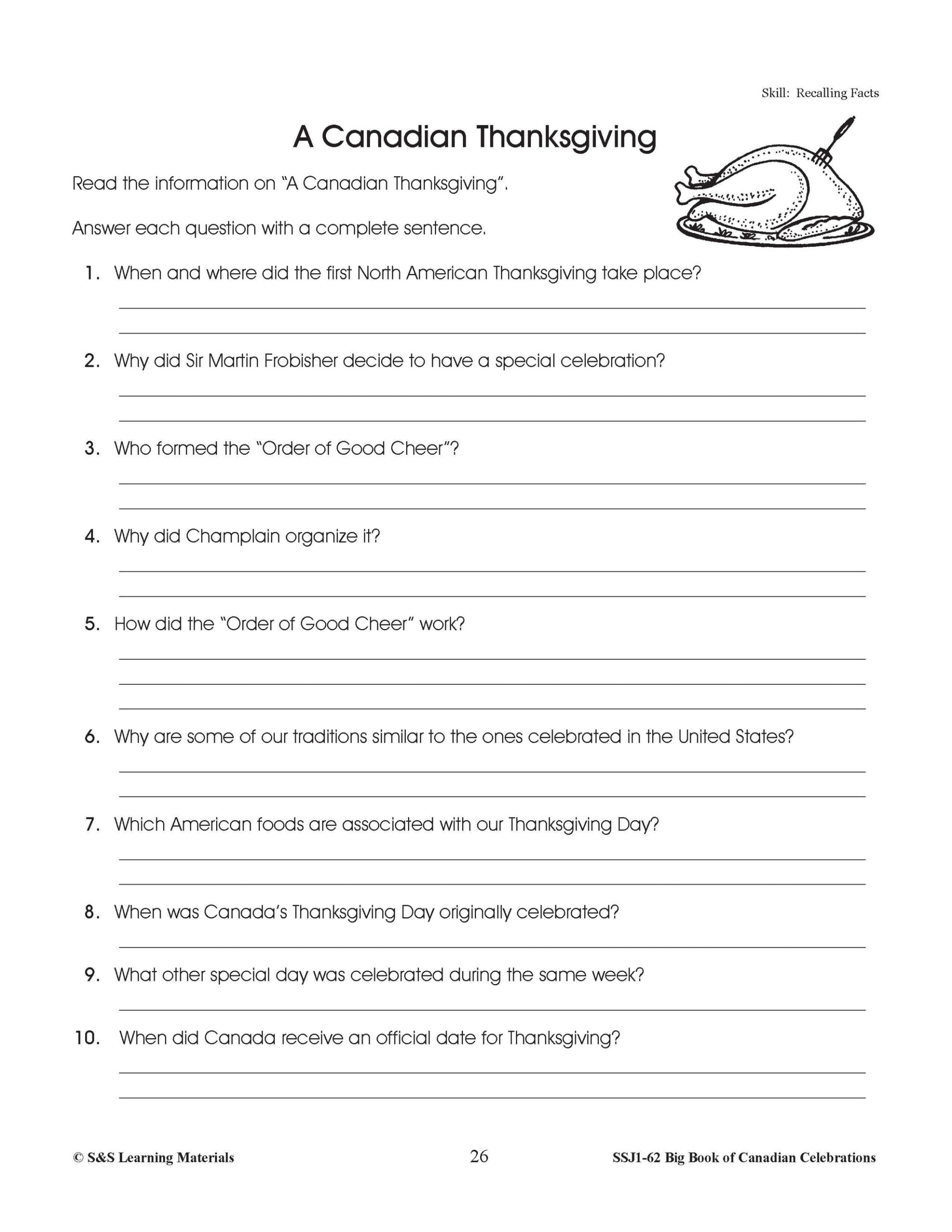 Canadian Thanksgiving - Worksheets Library regarding Canadian Thanksgiving Worksheets