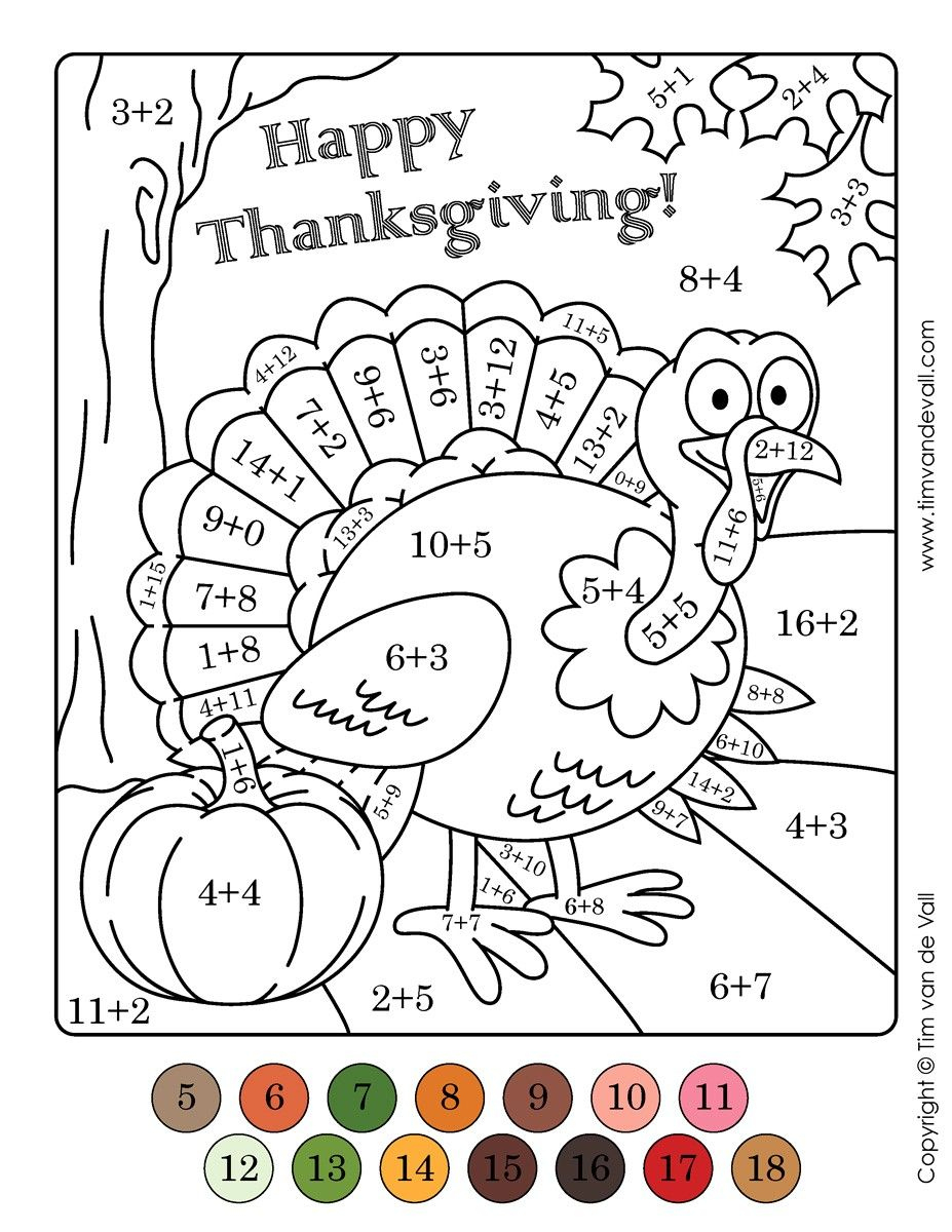 Colornumber Thanksgiving Math Worksheets with regard to Color by Number Thanksgiving Math Worksheets
