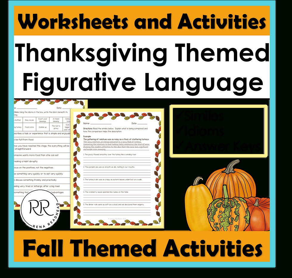 Feasting On Words: 7 Thanksgiving Figurative Language Activities regarding Thanksgiving Figurative Language Worksheets