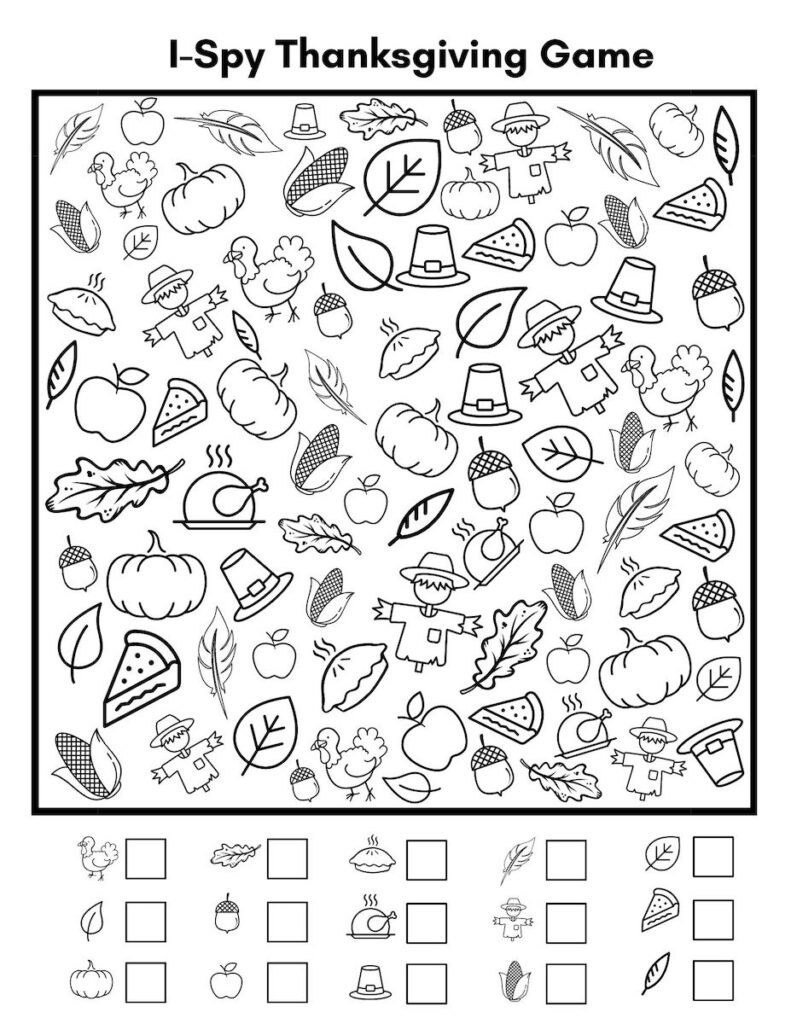 Free I Spy Thanksgiving Printables Your Kids Will Love! - Originalmom inside Thanksgiving Hidden Picture Worksheets
