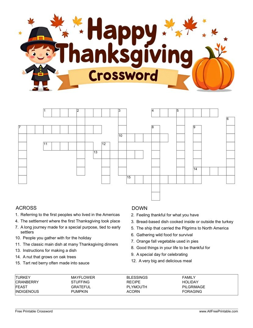Free Printable – All Free Printable with Super Teacher Worksheets Thanksgiving Crossword
