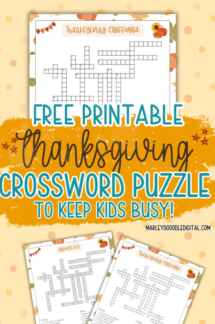 Free Printable Thanksgiving Crossword Puzzle With Answer Key regarding Super Teacher Worksheets Thanksgiving Crossword