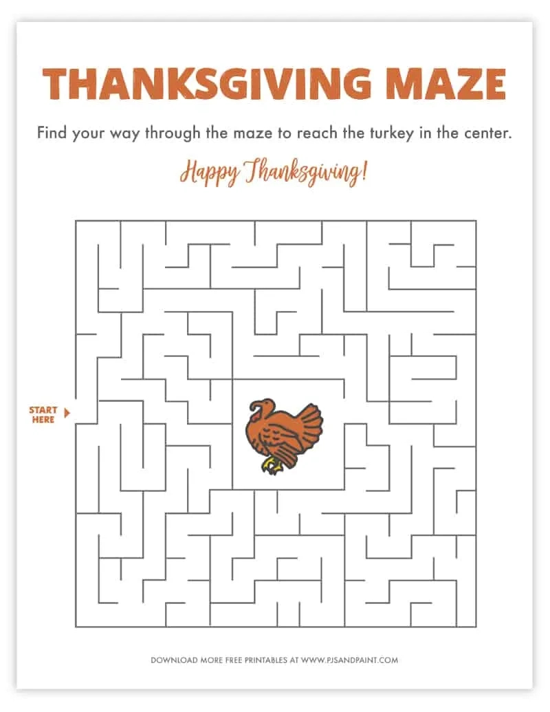 Free Printable Thanksgiving Maze - Thanksgiving Games And Activities inside Thanksgiving Maze Worksheet