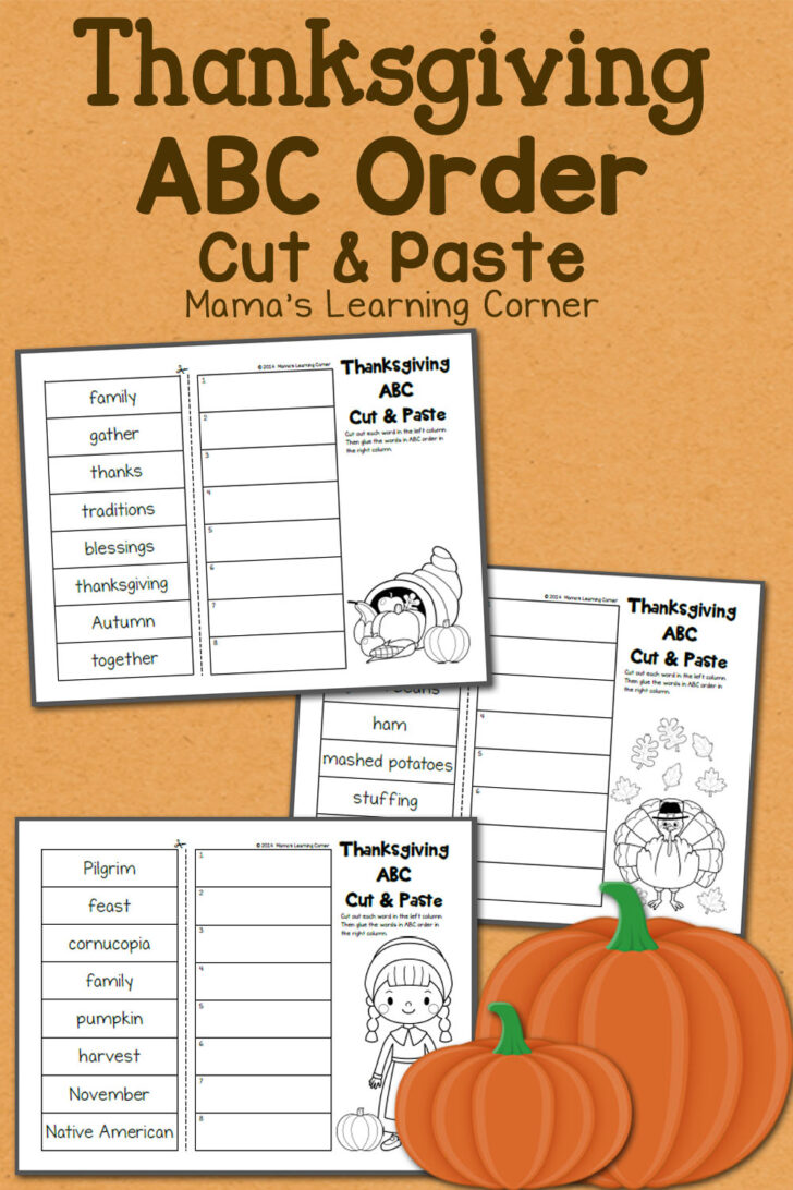 Thanksgiving ABC Order Worksheets Thanksgiving ABC Order Worksheets