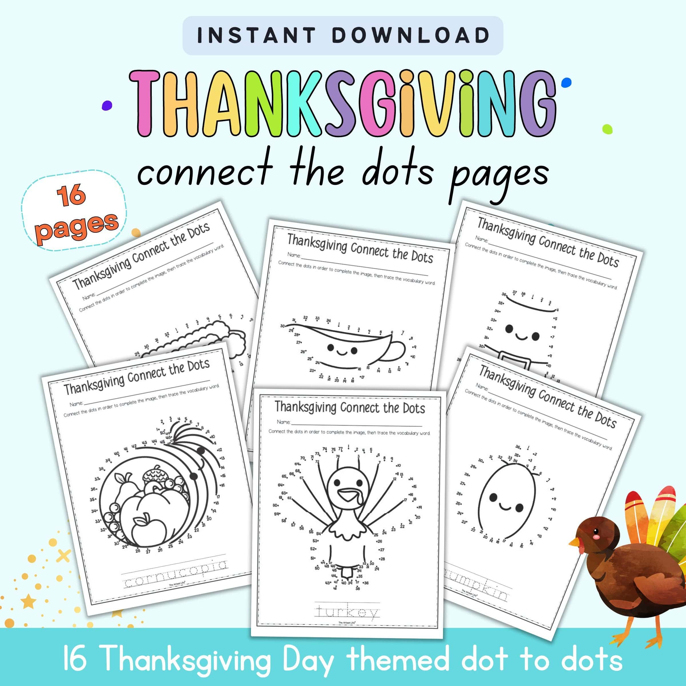 Free Thanksgiving Connect The Dots Printables - The Artisan Life with Thanksgiving Connect the Dots Worksheets