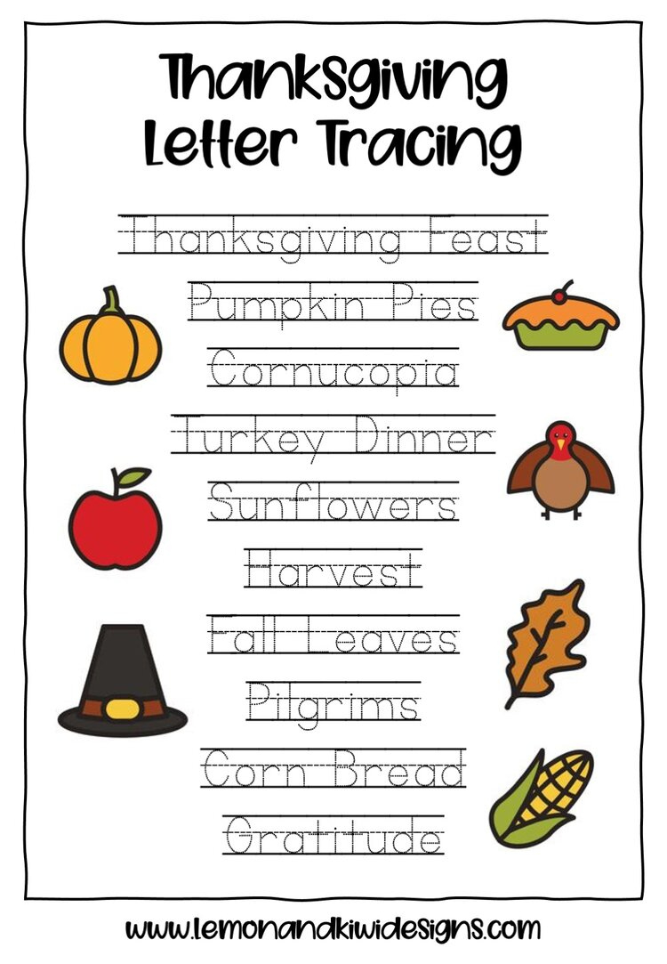 Free Thanksgiving Literacy Printables - Lemon And Kiwi Designs with Thanksgiving Spelling Worksheets