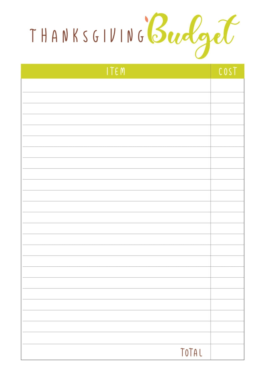 Free Thanksgiving Planner Printable 2025(11 Printables!) - Leap Of inside Thanksgiving Budget Worksheet