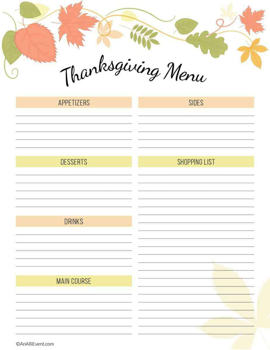 Free Thanksgiving Planner Printable - An Alli Event with regard to Thanksgiving Meal Planning Worksheet