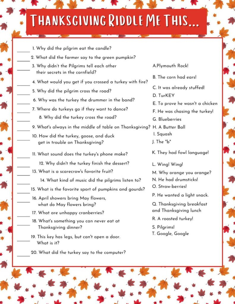 Fun Thanksgiving Riddle Me This Free Printable - Originalmom with regard to Thanksgiving Riddles Worksheet