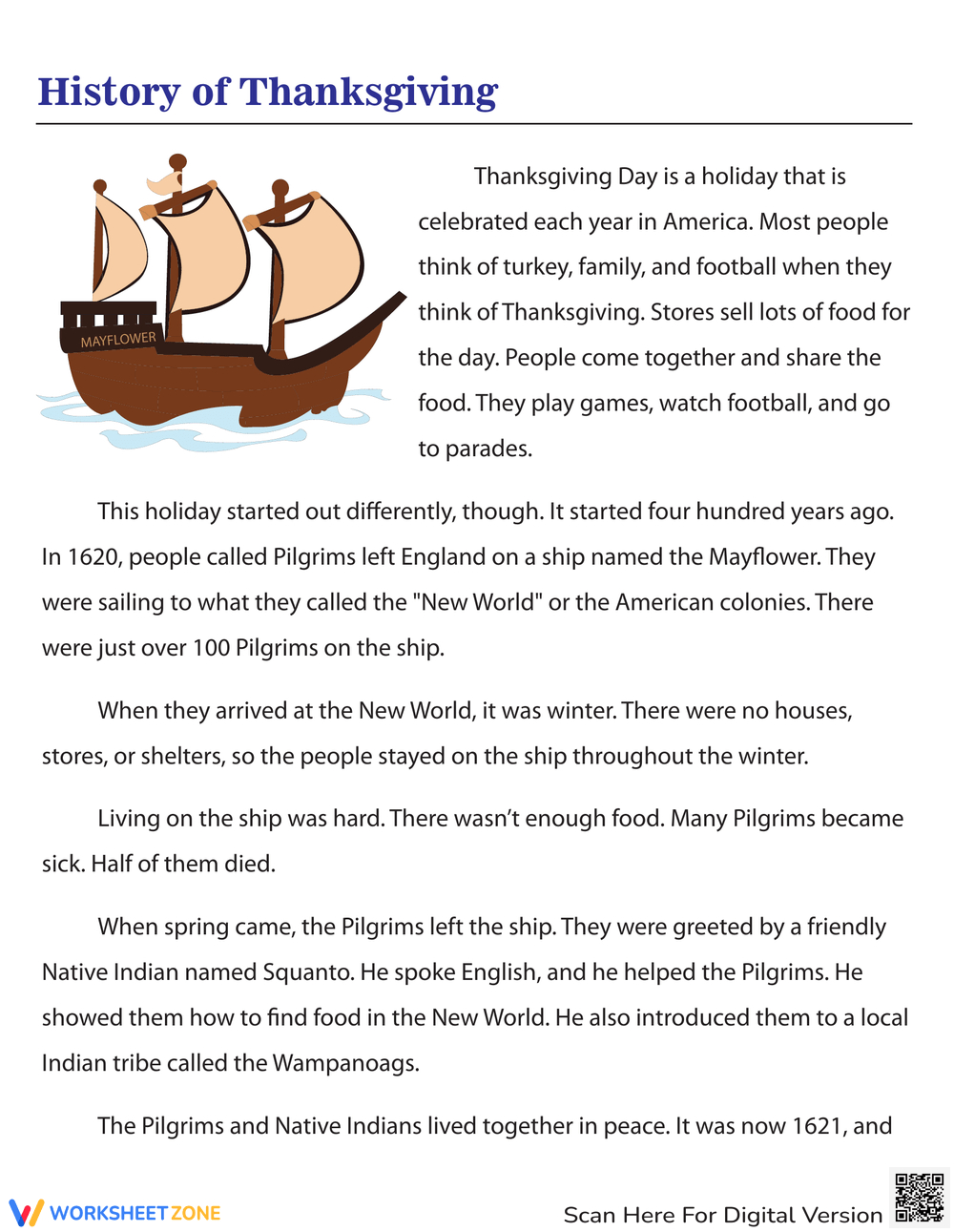 Grade 5 Thanksgiving Worksheets &amp;amp; Printable within Thanksgiving History Worksheet