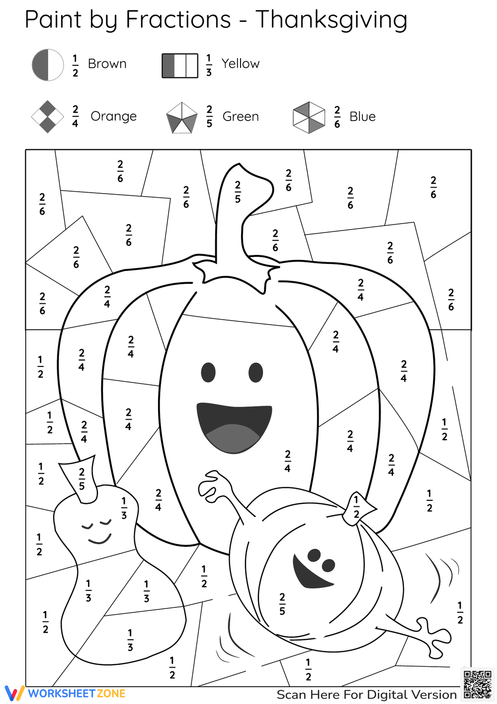 Grade 6 Thanksgiving Fraction Worksheets Worksheets within Thanksgiving Fractions Worksheets