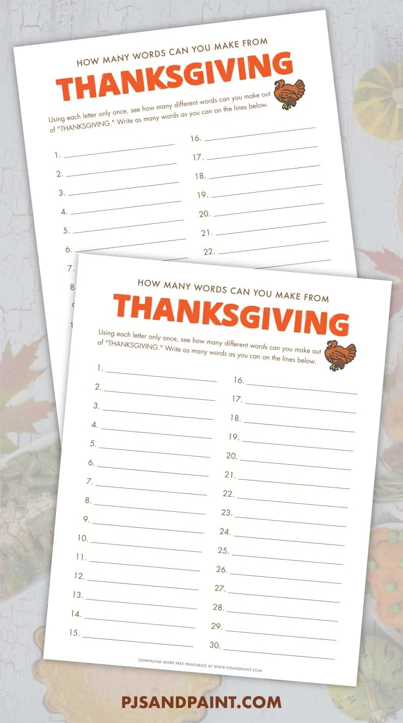 How Many Words Can You Make Out Of Thanksgiving - Free Printable within Making Words From Thanksgiving Worksheet