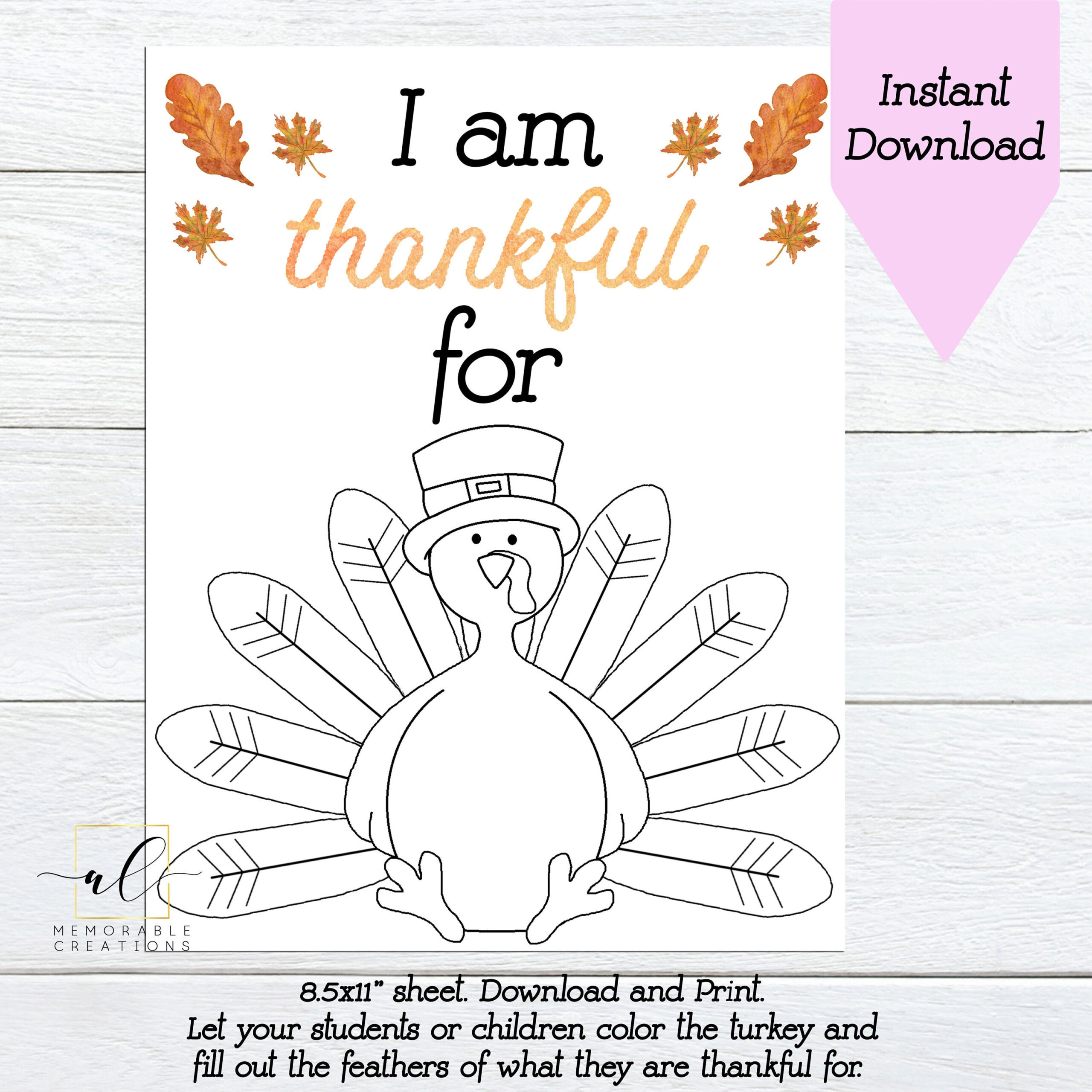 I Am Thankful For Turkey Printable, Kids Thanksgiving Activity, I with regard to I Am Thankful For Worksheet Thanksgiving