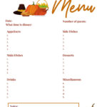 Instant Download Thanksgiving Menu And Shopping List, Thanksgiving In Thanksgiving Menu Worksheet