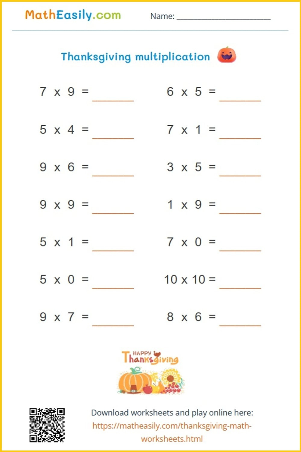 Math Thanksgiving Worksheets Pdf | Free Download throughout Multiplication Worksheets Thanksgiving