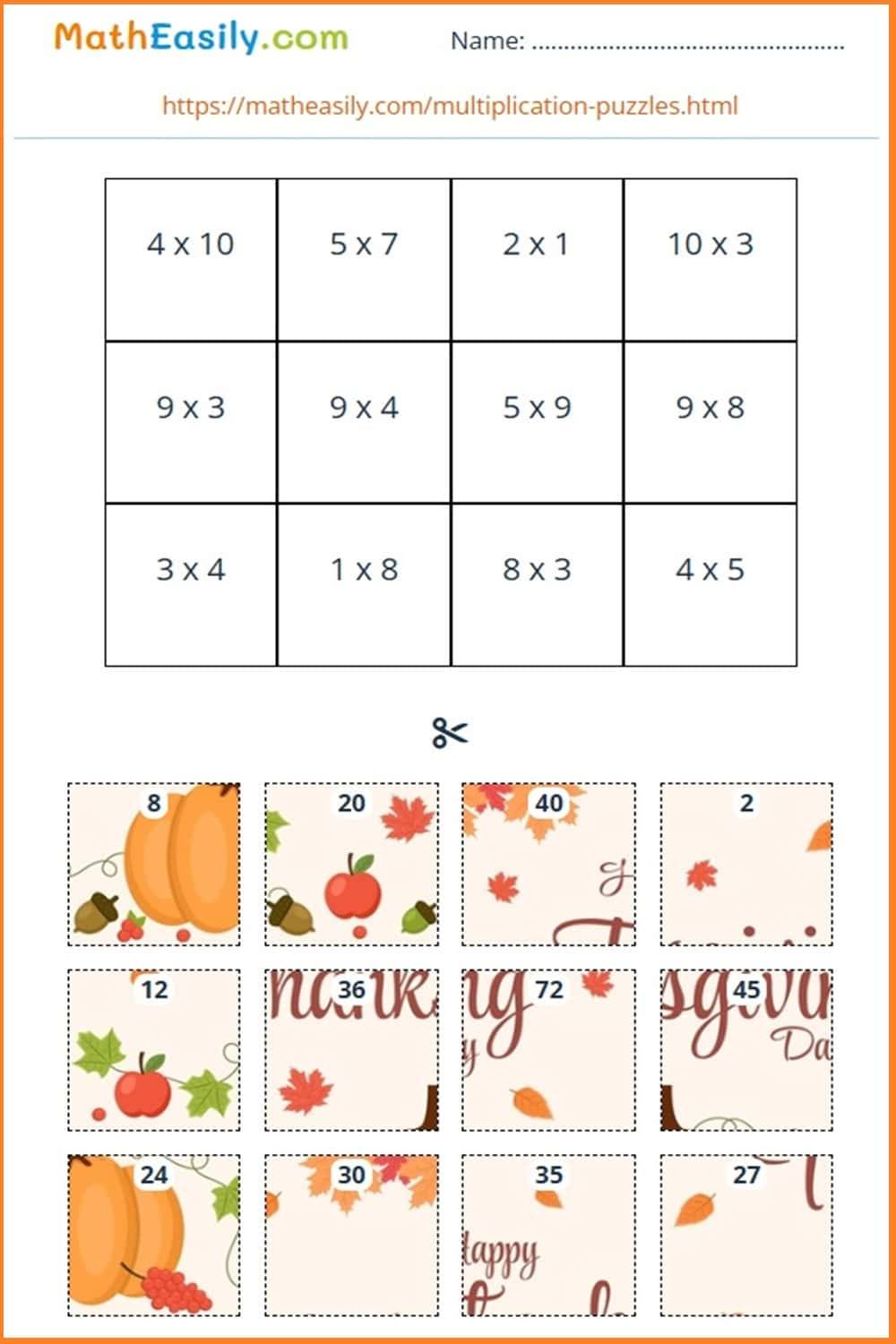 Math Thanksgiving Worksheets Pdf | Free Download with Free Printable Thanksgiving Multiplication Worksheets