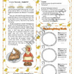 November Theme:thanksgiving   Activities With Key   (1/3 Throughout Thanksgiving A Day Of Thanks Worksheet Answers