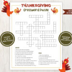 Printable Thanksgiving Crossword Puzzle For Kids And Adults For Thanksgiving Crossword Puzzle Worksheet