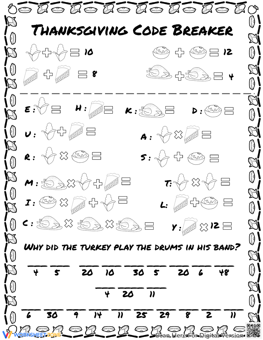 Printable Thanksgiving Fill In The Blanks Worksheets inside Thanksgiving Decoding Worksheets